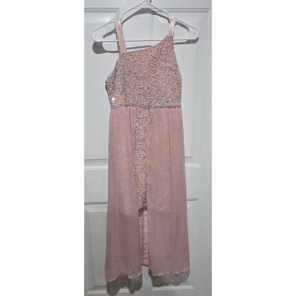 Poppies & Roses Pink Sequin & Sheer Overlay Dress Yourh Girls Sz 14